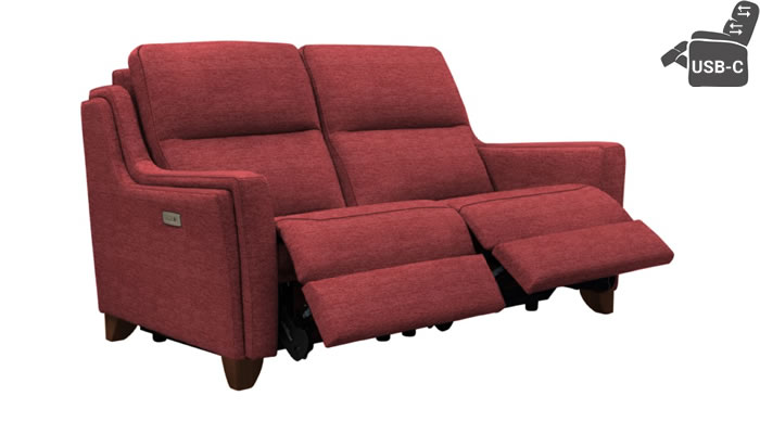 Parker Knoll Portland 2 Seat Recliner Headrest Lumbar USB Coniston Red Mahogany Leg